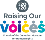 Logo reading "Gala 2020: Raising our voices. Friends of the Canadian Museum for Human Rights." 